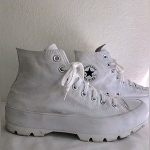 white converse allstars high top platform sneakers women’s sz 10